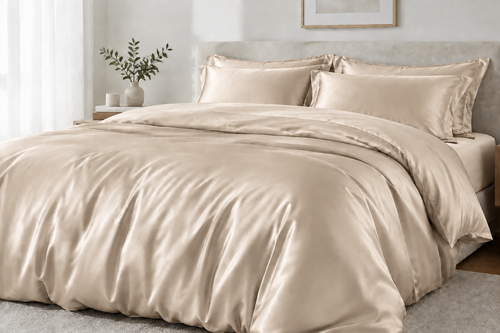 Champagne duvet cover with matching champagne pillowcases