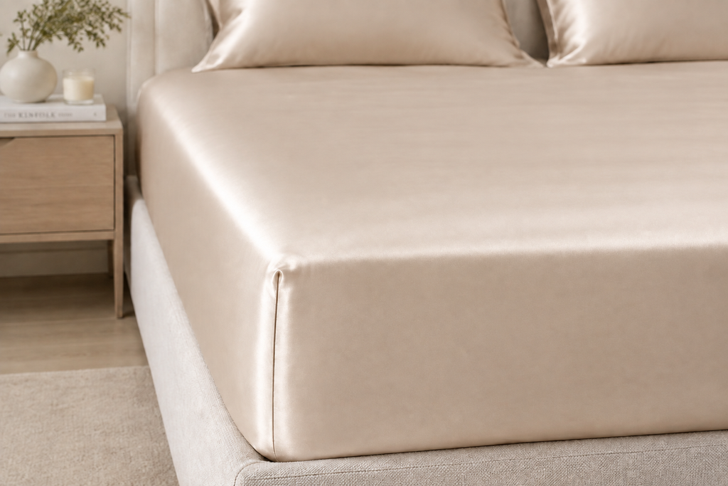Champagne satin fitted sheet