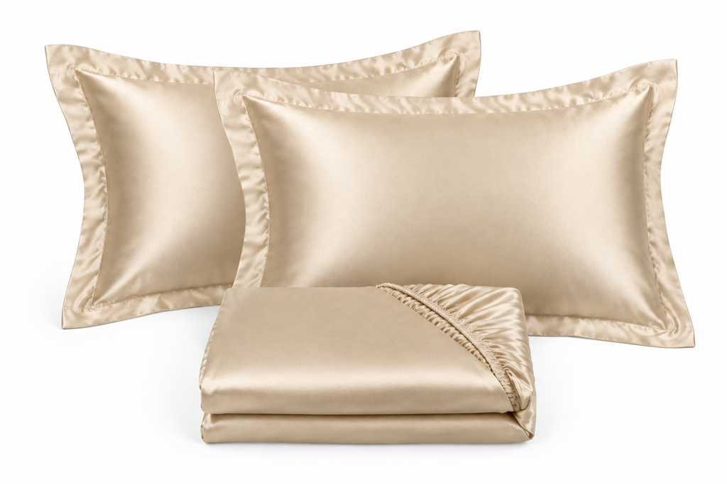 Satin Bedding Gift Set – 2 Pillowcases & Fitted Sheet