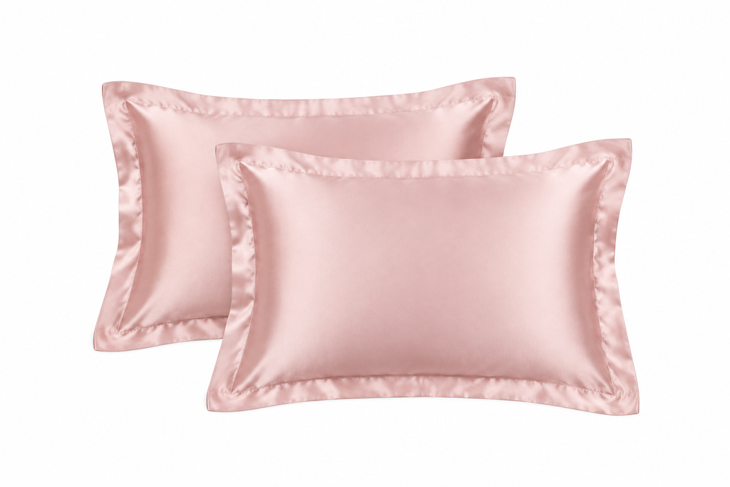 Generated mockup of pink satin pillowcases