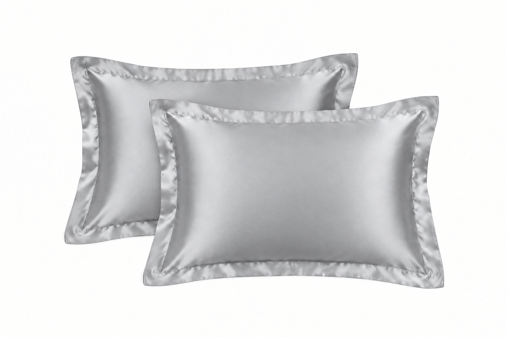 Grey satin pillowcases