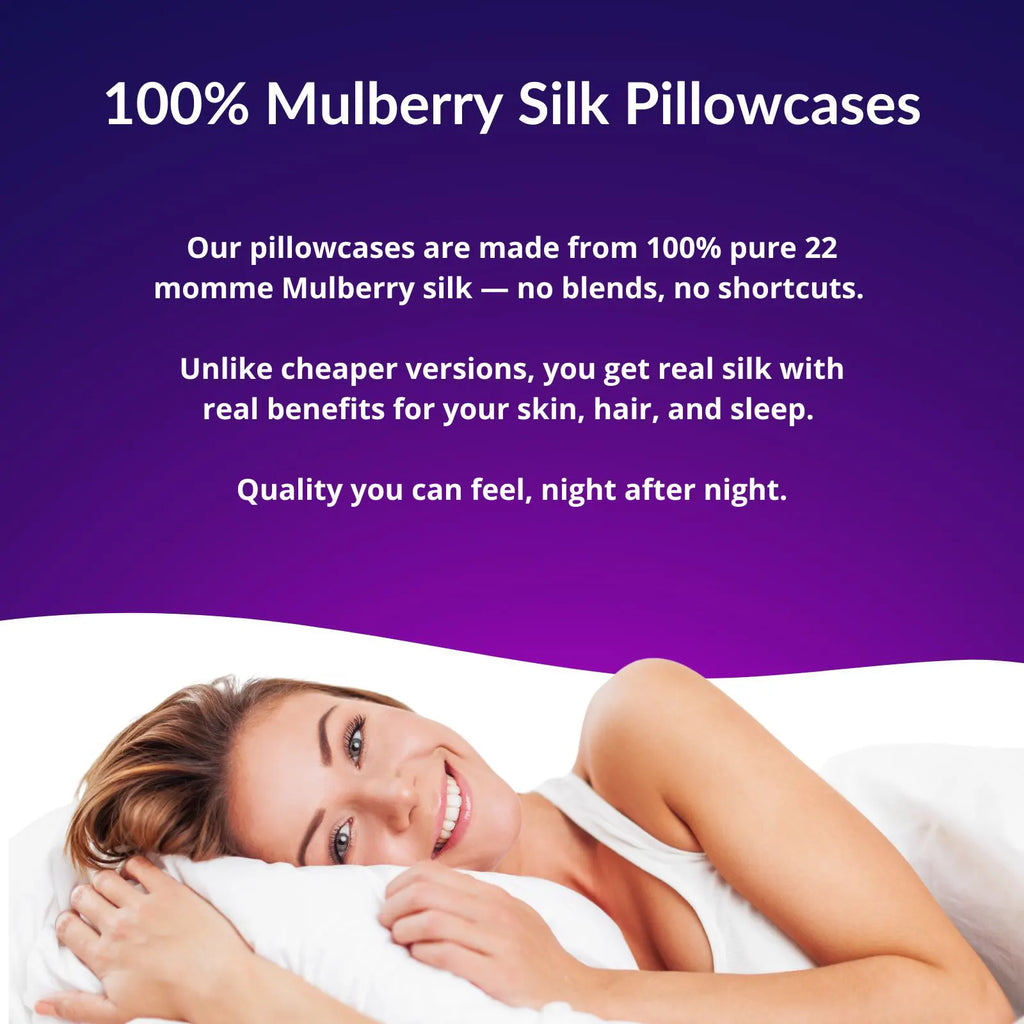 Pure Silk Pillowcase 22 Momme 100% Pure Mulberry Silk On Both Sides. Beautifully Gift Boxed