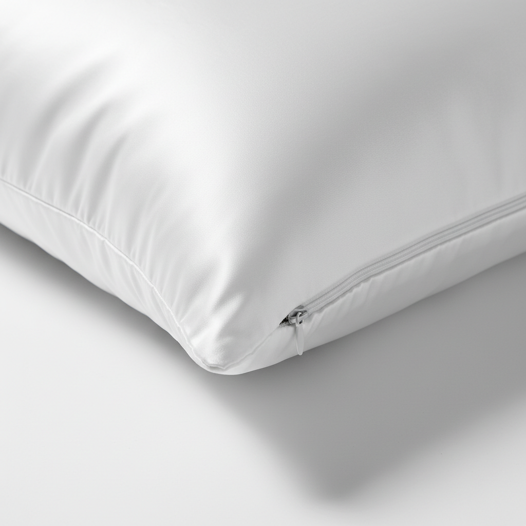 Silk pillowcase concealed zip closure detail