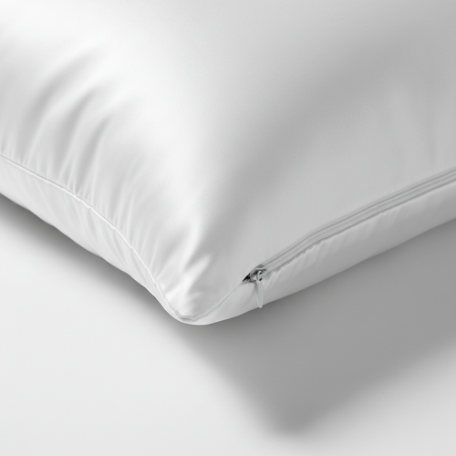 Silk pillowcase concealed zip closure detail