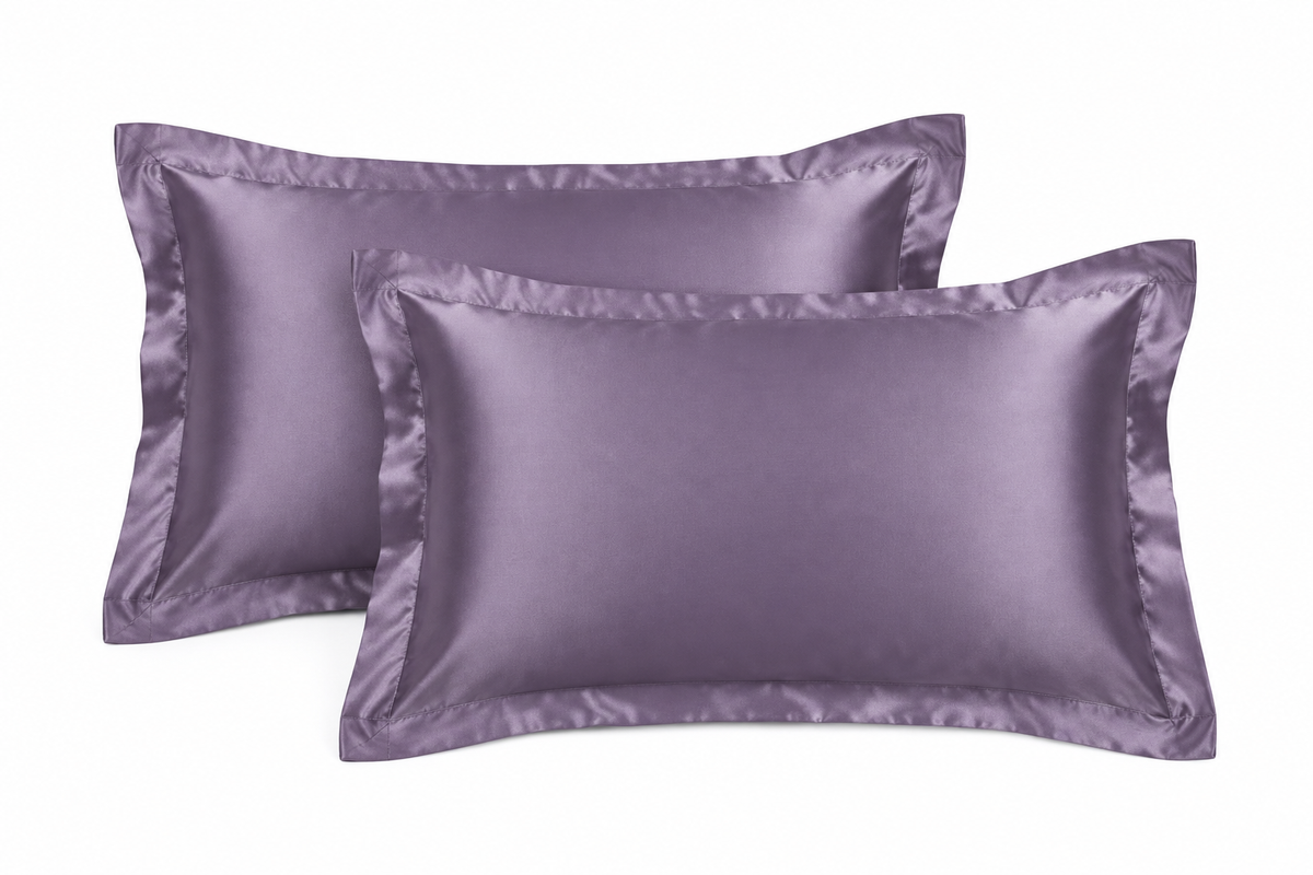 Generated mockup of purple satin pillowcases
