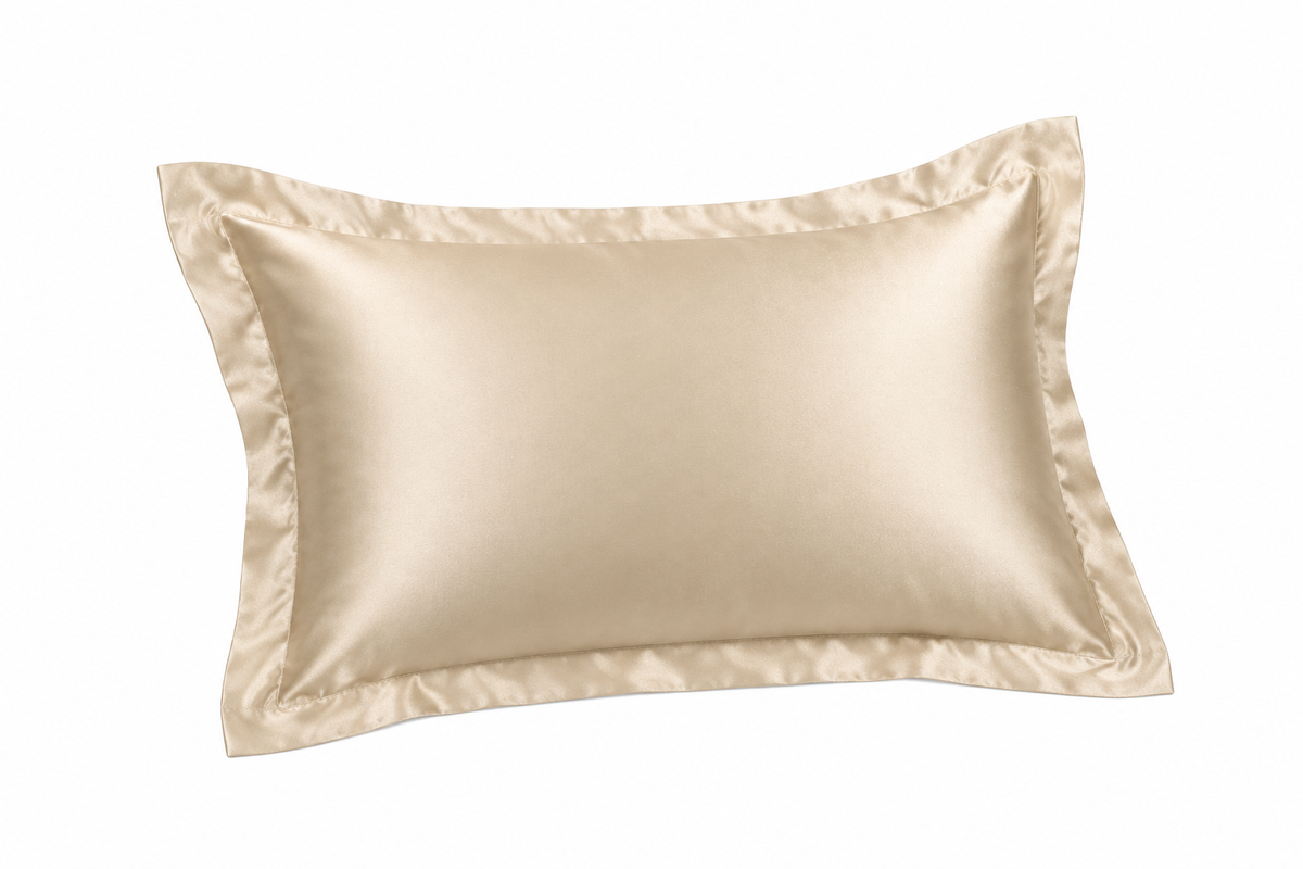 Generated mockup of one champagne satin pillowcase
