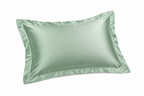 Generated mockup of one green satin pillowcase
