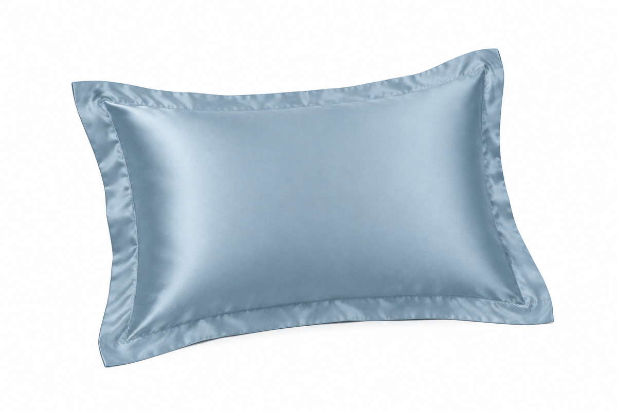 Generated mockup of one blue satin pillowcase