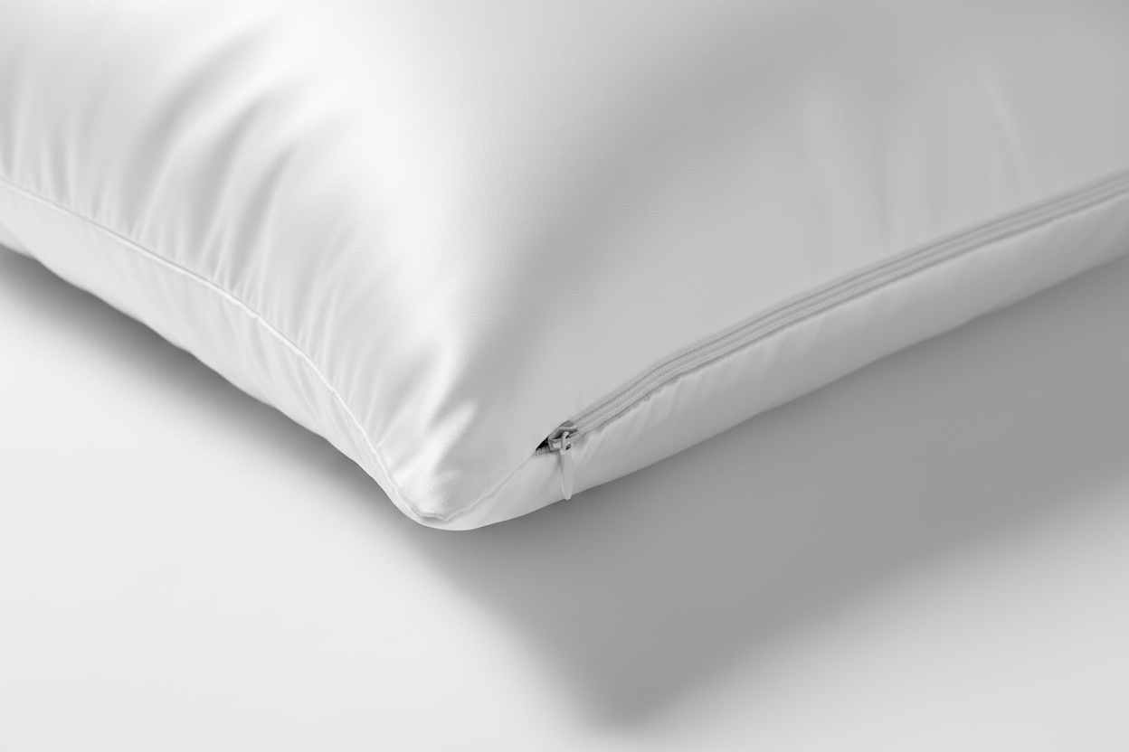 Silk pillowcase hidden zip along short edge detail