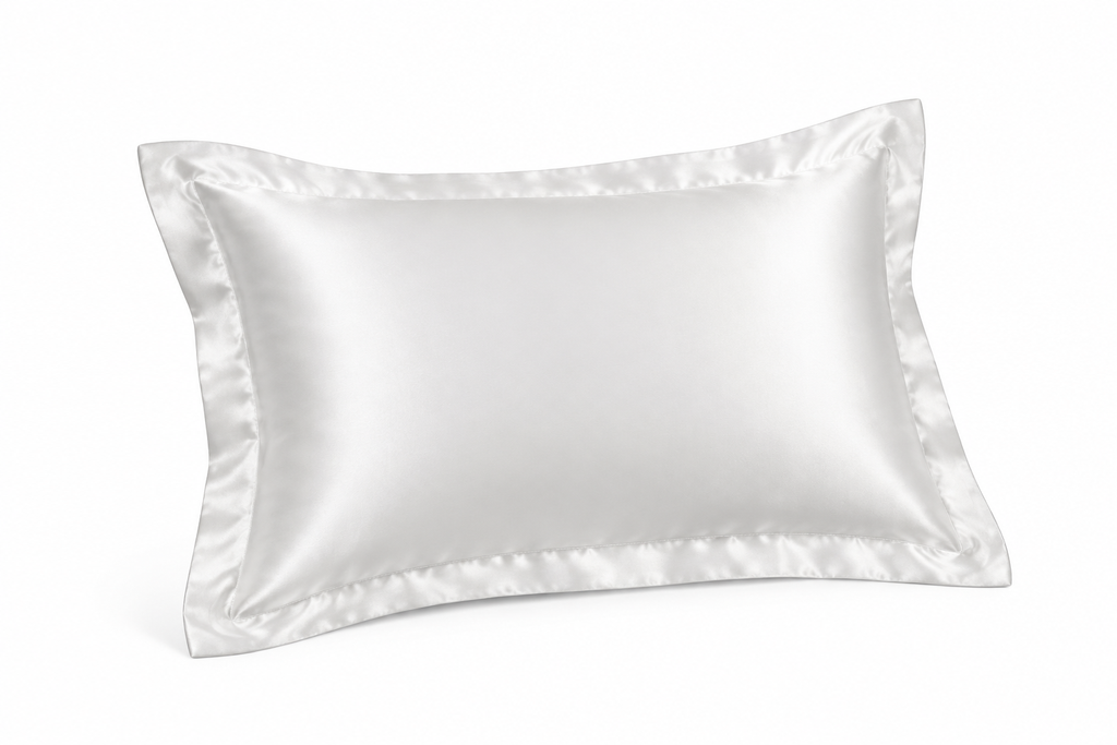 Generated mockup of one white satin pillowcase