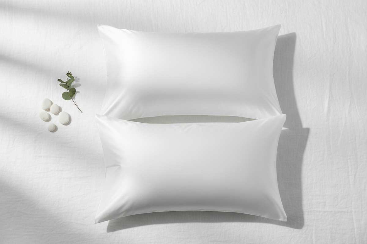 Pure Mulberry Silk Pillowcase Gift Set – 2 White 25-Momme Housewife Pillowcases