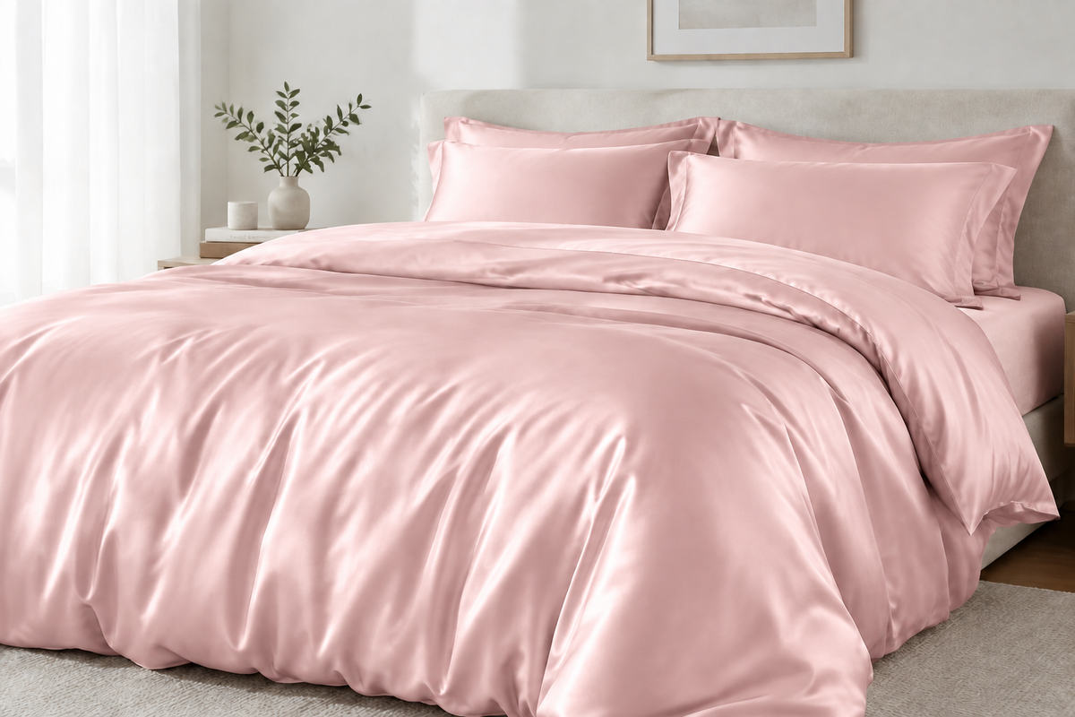 Pink satin duvet cover
