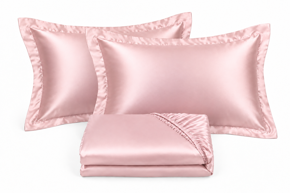 Satin Bedding Gift Set – 2 Pillowcases & Fitted Sheet