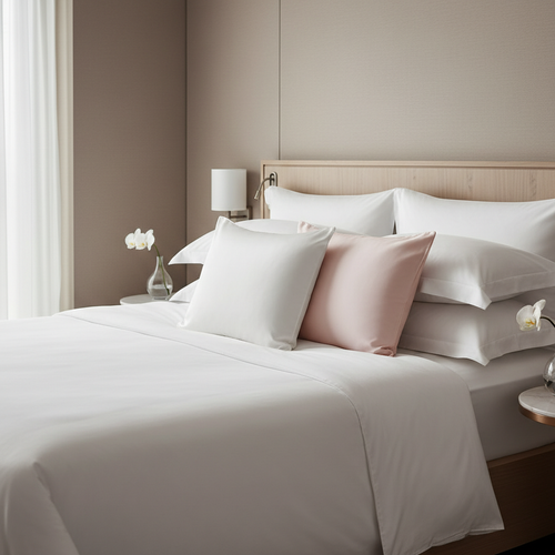 Two silk pillowcases on luxury bed