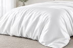 White satin duvet cover close-up