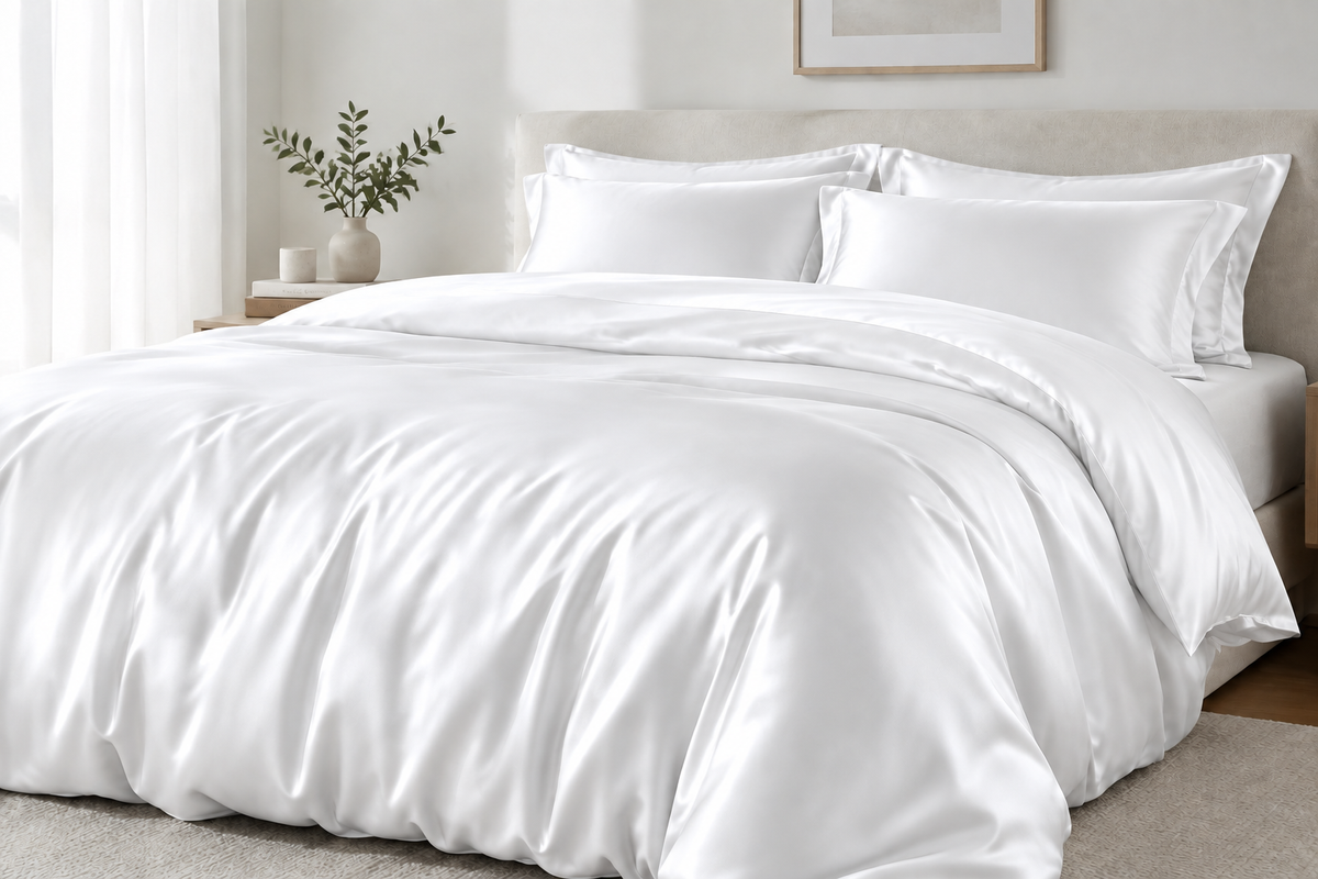 White satin duvet cover