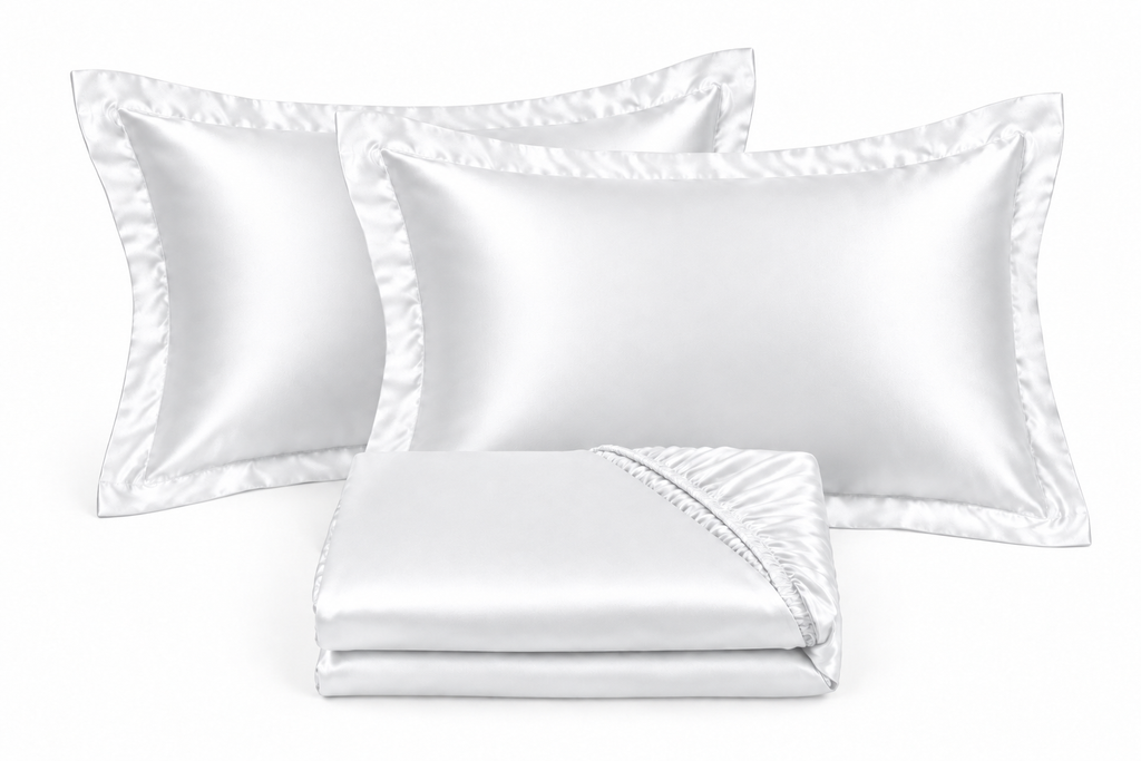 Satin Bedding Gift Set – 2 Pillowcases & Fitted Sheet
